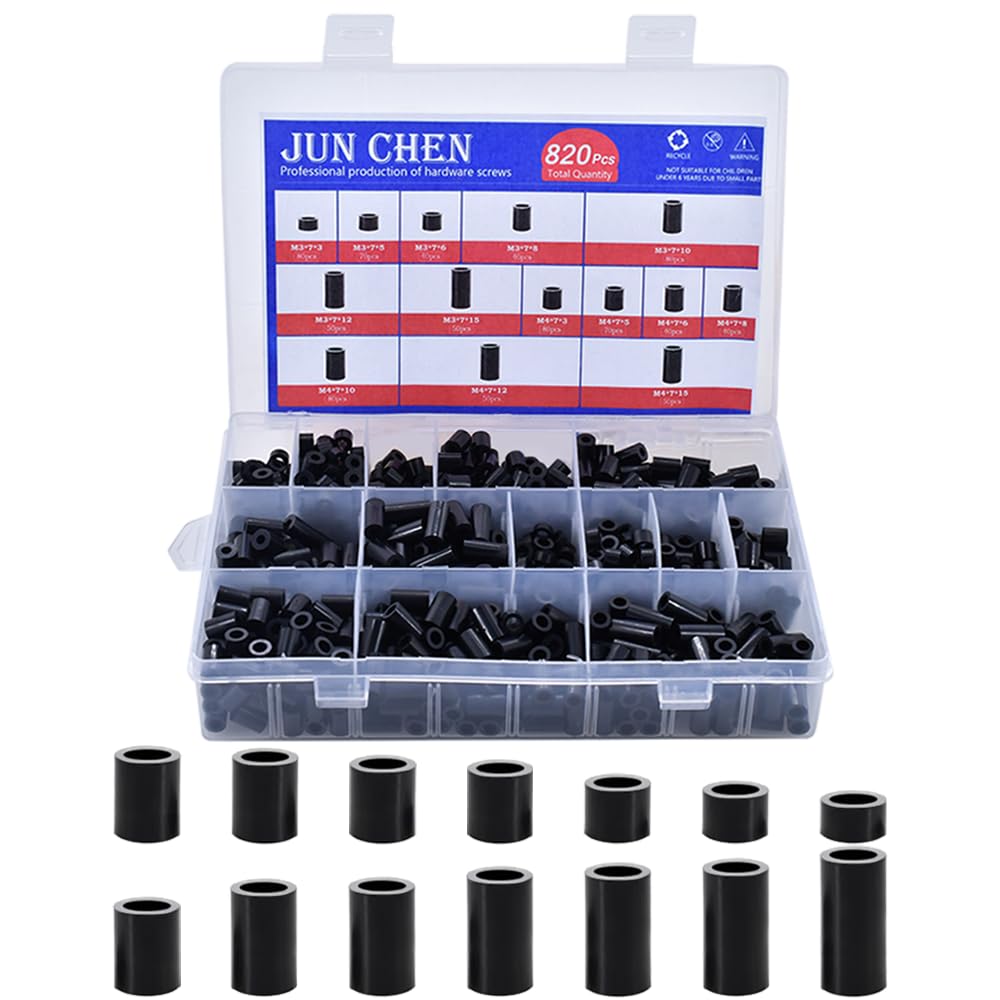 Junchen 820pcs M3 M4 Outlet Spacers for Electrical Box,14 Sizes Rubber