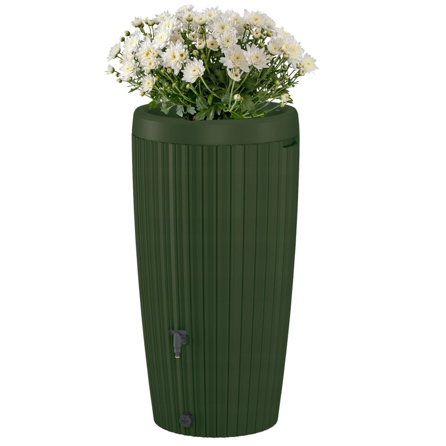 B2c Green Rainwater Tank Water Butt Plastic Rain Collector Container 240L + Connection Kit Cistern Barrel For Garden Irrigation Plant Flower Insert With Tap & Connectors (Green)