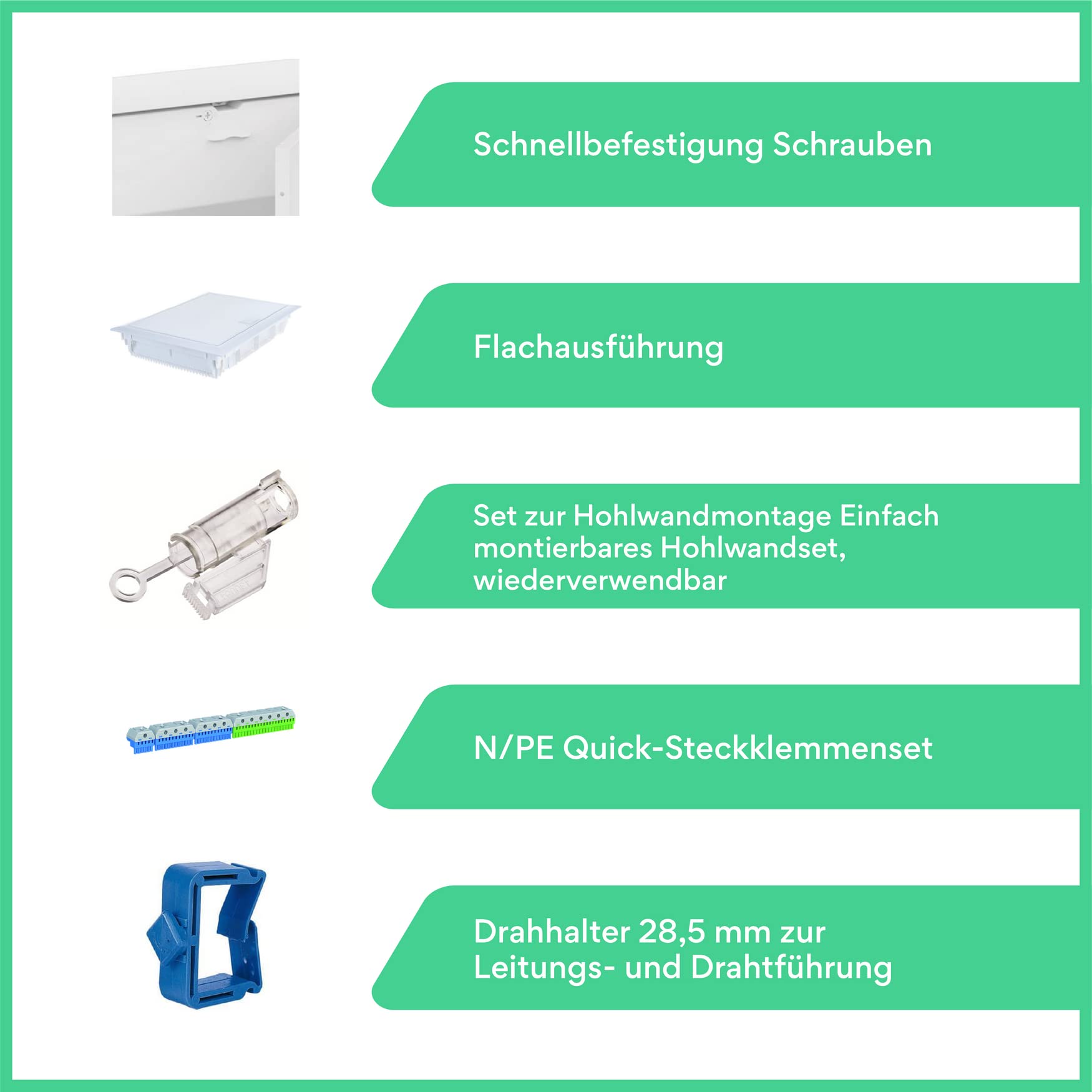 ABB (STRIEBEL&JOHN) Verteiler Hohlwand 2-reihig UK624N3 ANSCHLUSSFERTIG verdrahtet mit Klemmblock. Bestückung ABB 1x FI 4-pol. + 1x 3pol + 5x 1pol LS B16A