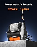 Vista 4 de Giraffe Tools Wall Mounted Pressure Washer PRO with Upgraded 1800W Brushless Motor, Max 3700PSI Electric Power Washer with 100ft Detachable Hose for