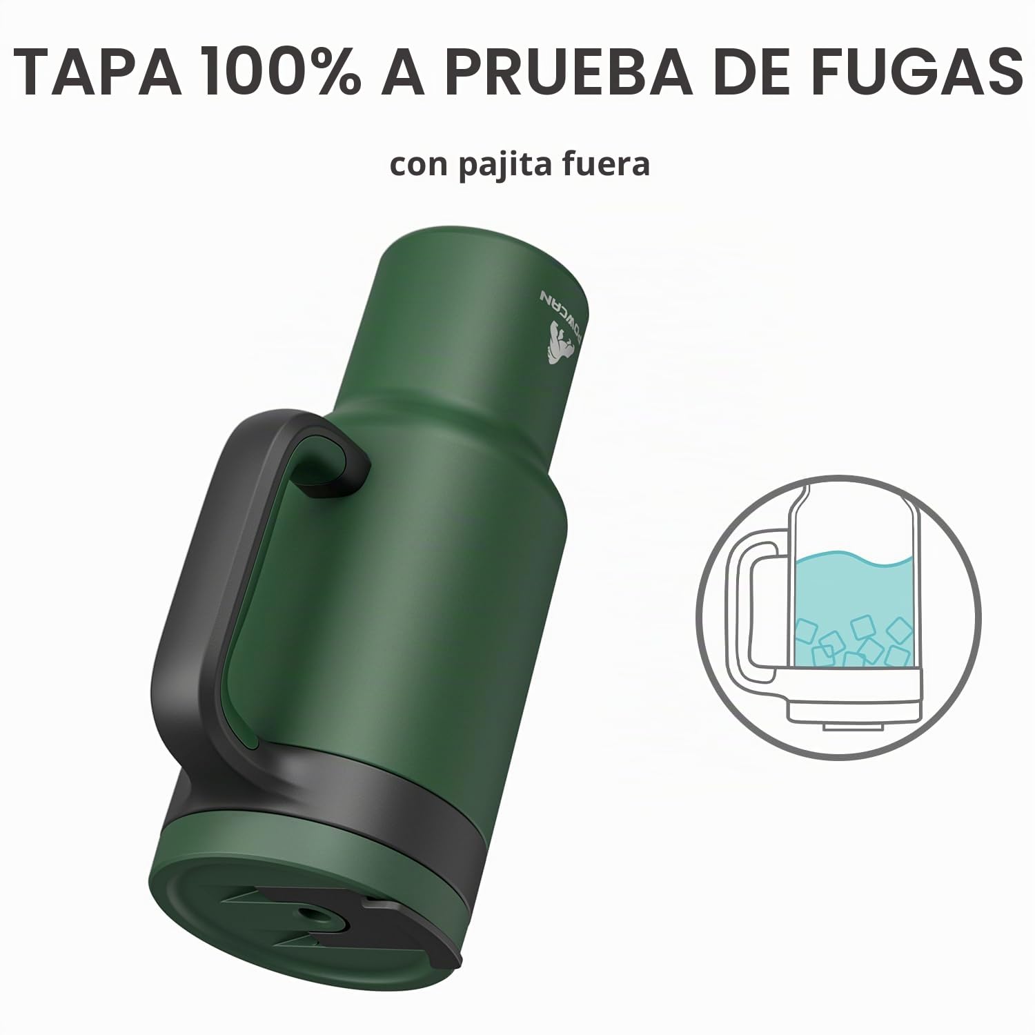 POWCAN Vaso de 40 onzas con asa, popote y tapa para sorber 2 en 1, a prueba de fugas, apto para lavavajillas, taza de café de viaje de acero inoxidable aislada, mantiene el frío durante 34 horas, cabe