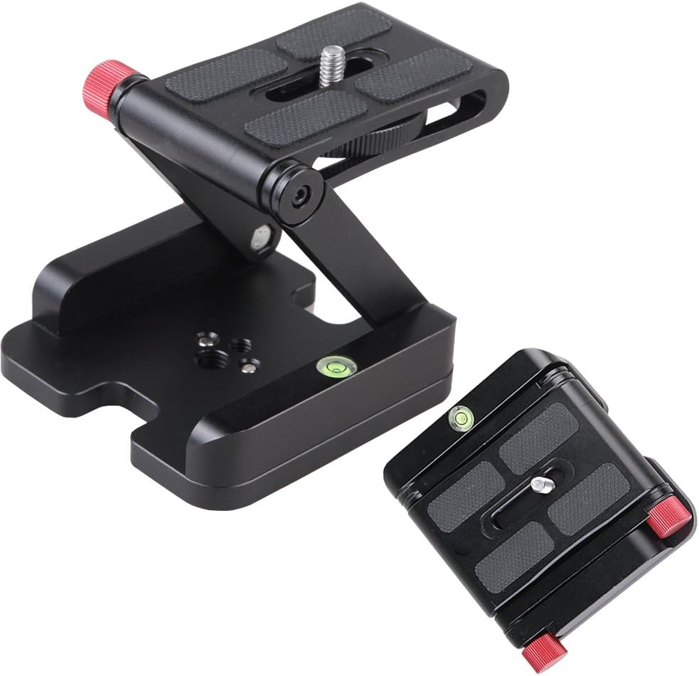 Camera Mounting Plate Folding Z-type Base Plate for DSLR Cameras, Tilt Head Tripod Mount Plate for Tripods Monopods Camera Sliders, Rolling Slider Dolly Car