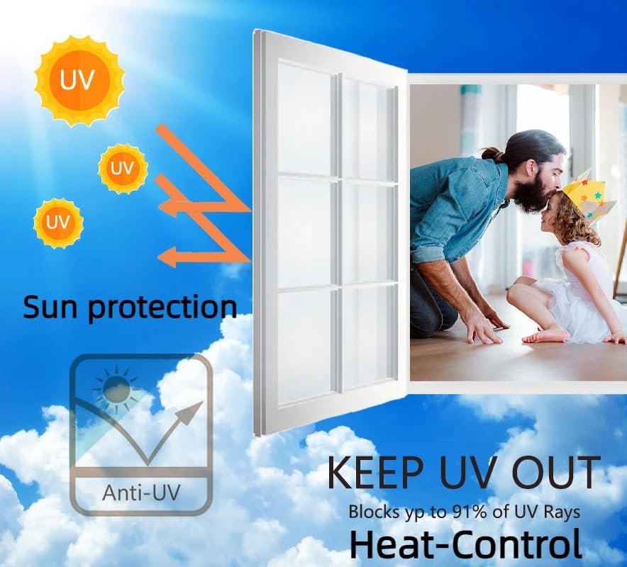 Miniatura 2 de Película de seguridad transparente de 0.1 fl oz para ventana, con bloqueo UV, aislamiento térmico, tinte de seguridad, calcomanía de protección de