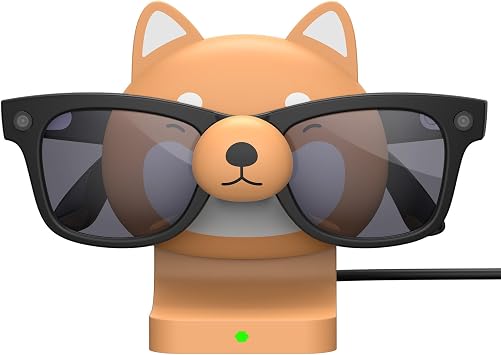 Shiba Inu Charging Station for Ray-Ban Meta Smart Glasses, Fast Charging Stand Compatible with Wayfarer, Headliner, Skylar, Oakley HSTN, Charger & Display Stand for Meta AI Glasses Original & Gen 2