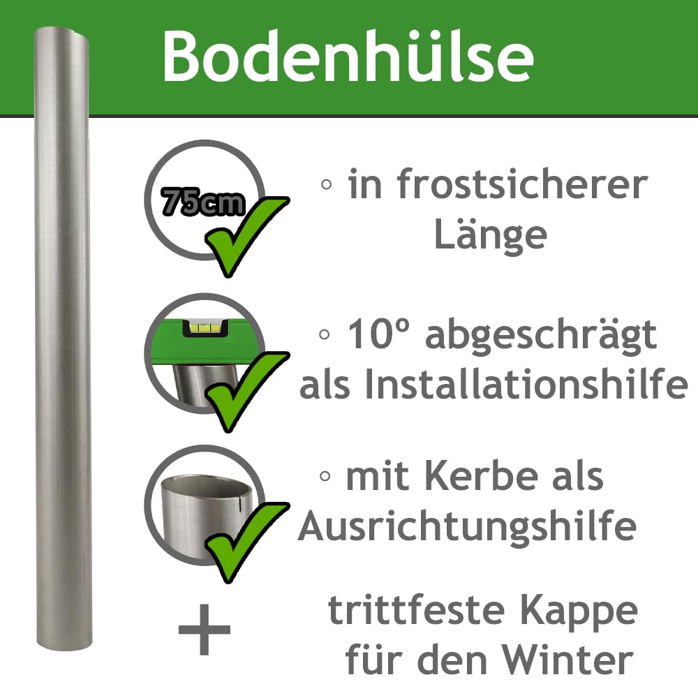 2x Hängematten-Pfosten Ø 70 mm, 1,95 m, wetterfest, bis 90 kg (1 Person)