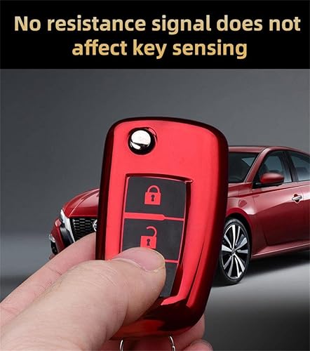 Miniatura 3 de HIBEYO Funda para llavero para Nissan Rogue Select, Rogue Sport, Sylphy, Pulsar, Sentra - Funda para llaves con tapa de 3 botones, Rosado, Rosa