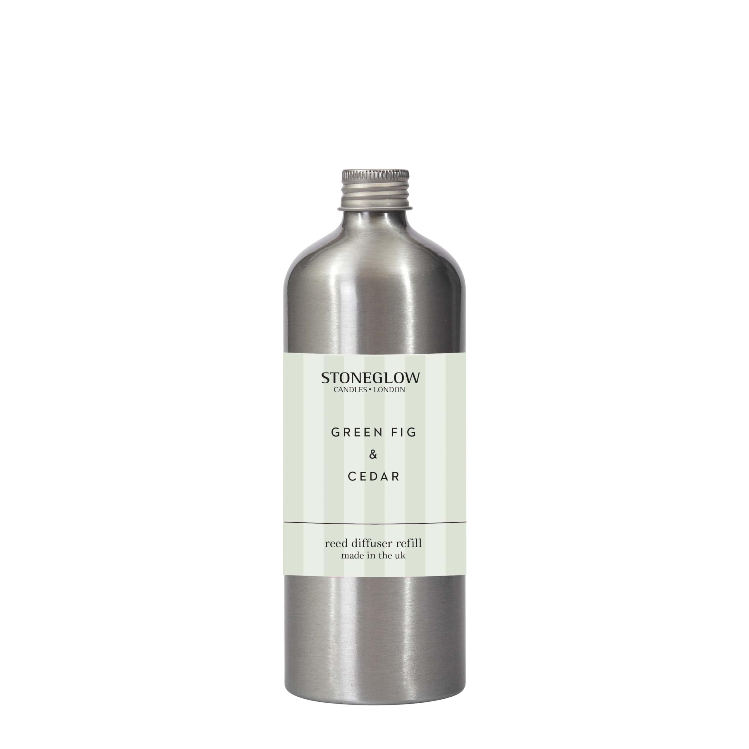 Stoneglow Modern Classics Collection - Green Fig & Cedar 500ml Scented Reed Diffuser Refill - Green
