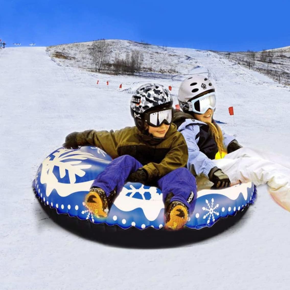 Inflatable Snow Tubes Snow Toys Heavy Duty High Speed Snow Sled for Winter Sport Snow Tube Sled