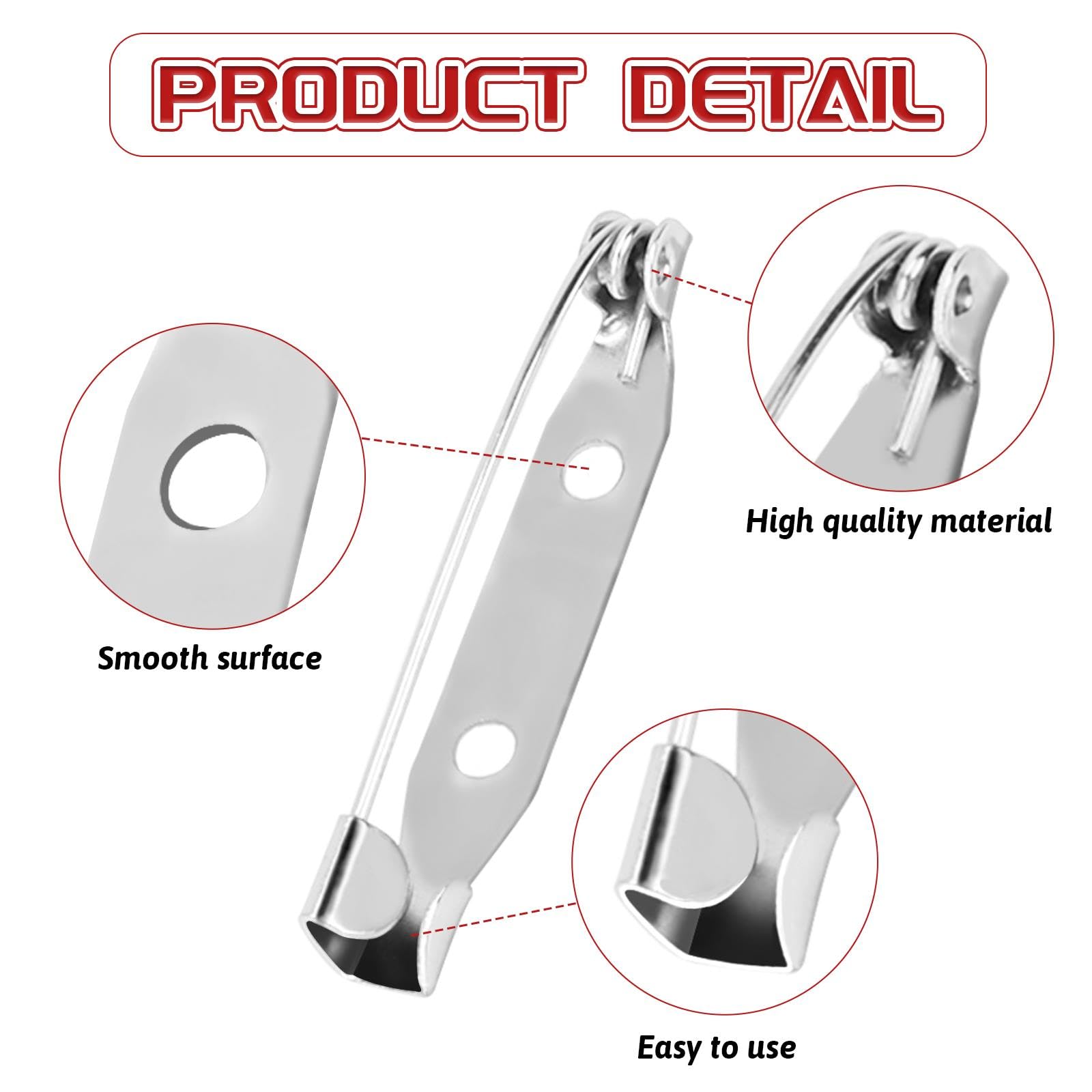 Gosknor Broschennadeln Set 100 Stück - 5 Größen Für Schmuck & Abzeichen