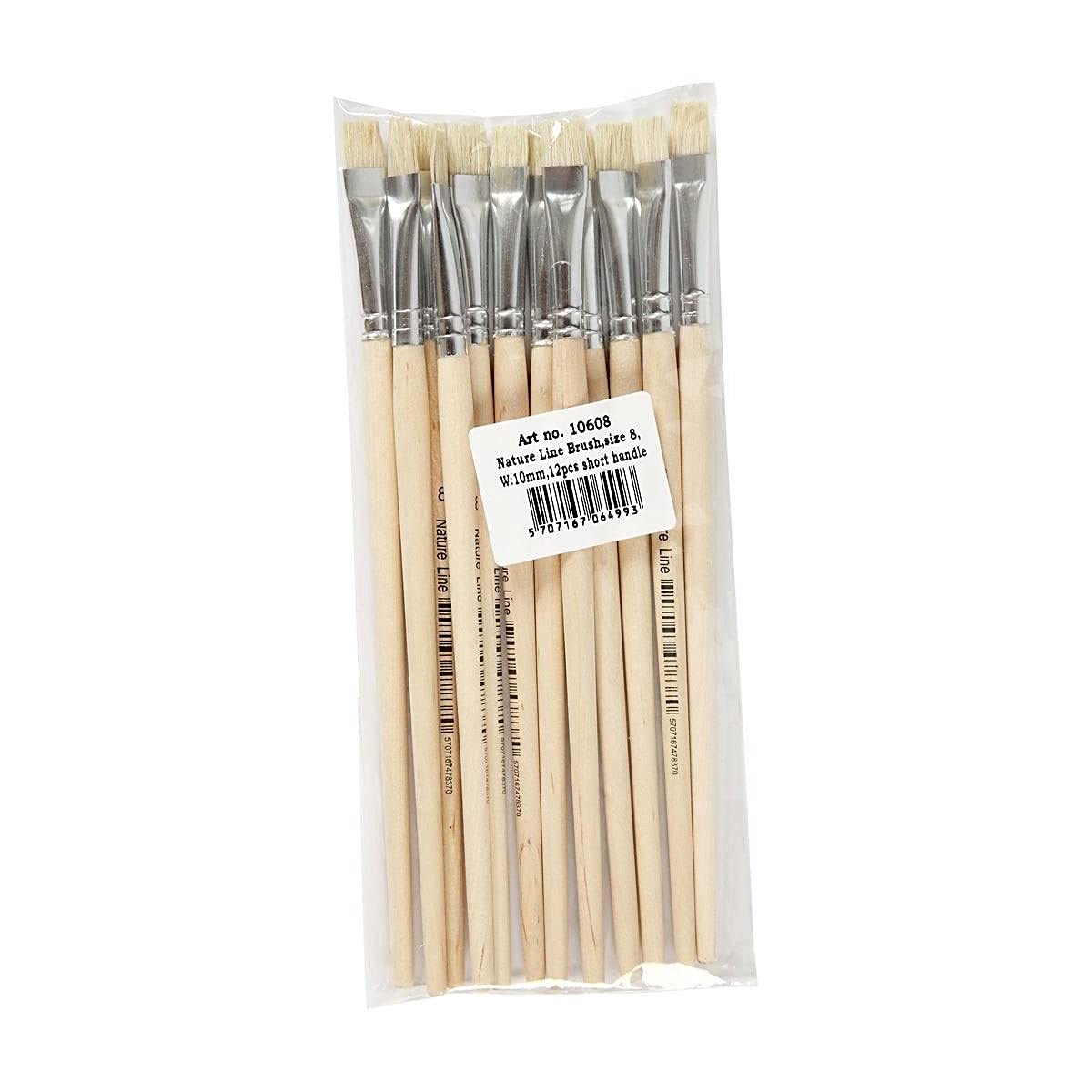 Nature Line Brush, size 8 , W: 10 mm, short handle, 12pcs