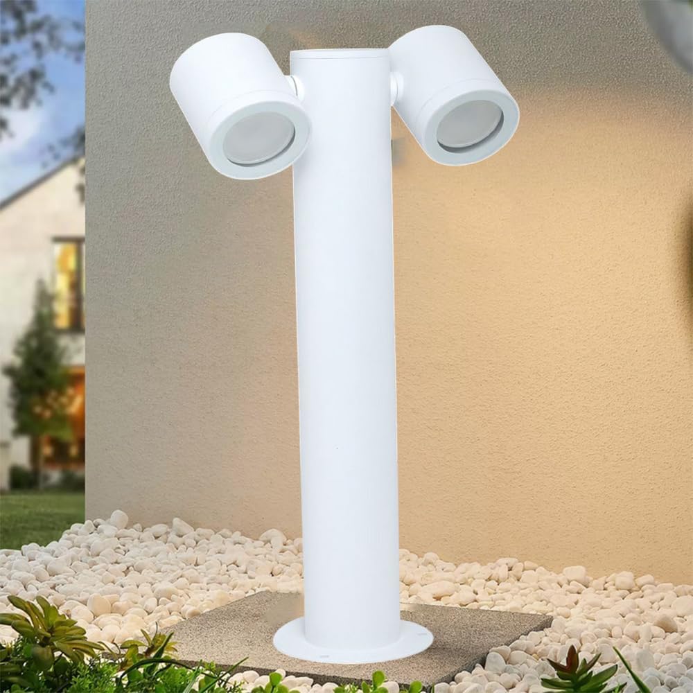 Lampione da Giardino GU10 IP44 440mm, Palo Luce da Esterno Moderno in Alluminio, Attacco GU10, Lampada da Terra per Vialetti, Giardino, Cortile – Senza Lampadina 539PB-B440 (Bianco)