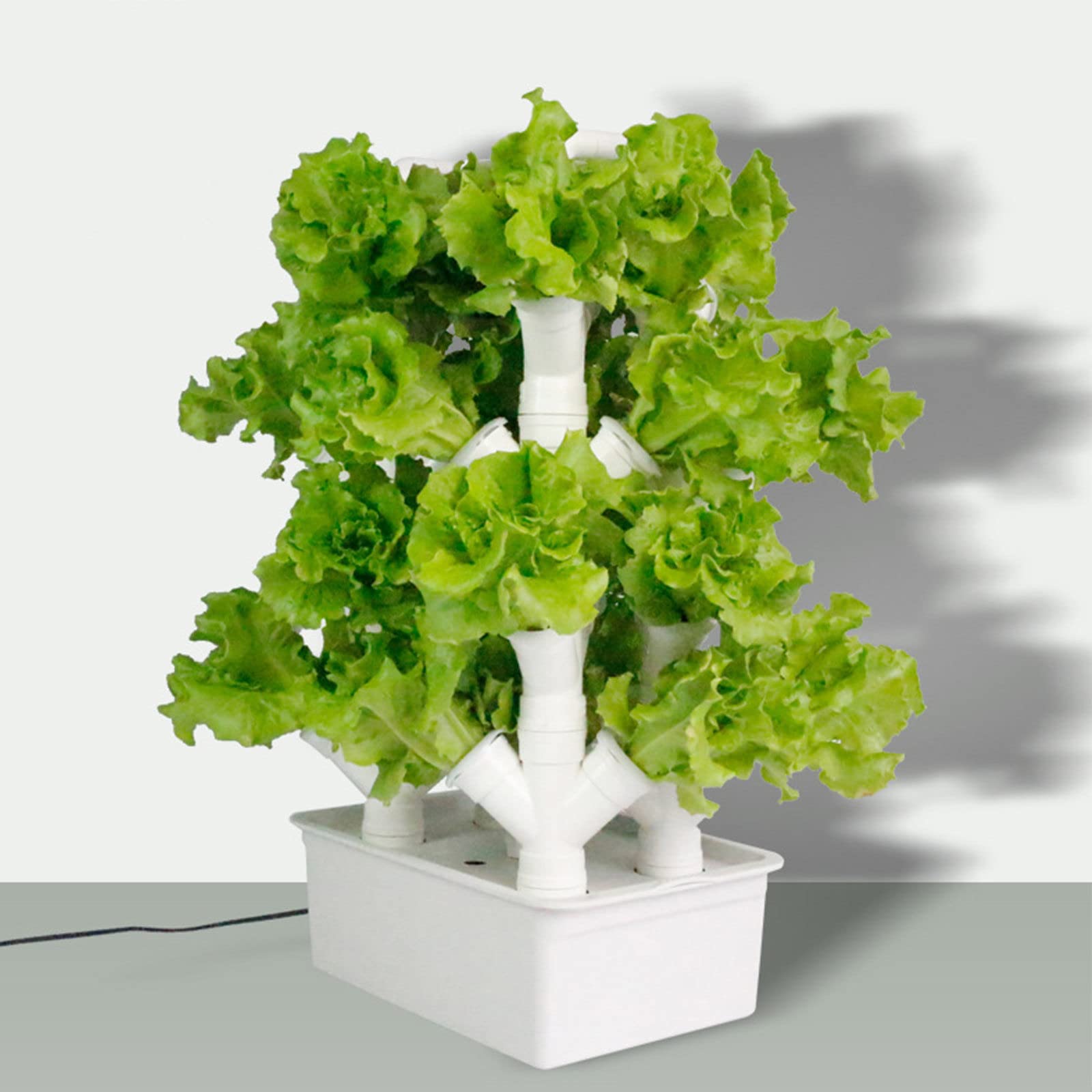 Sistema de Cultivo Hidropónico de PVC, Sistema de Cultivo Sin Suelo para Interiores Y Jardines de Vegetales 16/24/32 Hoyos, con Bomba de Agua, Depósito de Agua Y Esponja,32Holes