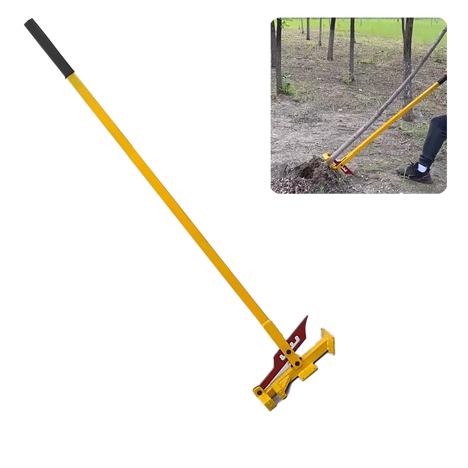 Herramienta de tracción de poste y retoño resistente - Extractor de raíz sin esfuerzo para tocones de árbol y postes de cerca, diseño de pie, ideal para tareas de jardinería y agricultura, construcció