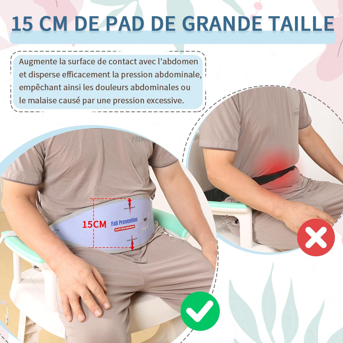 Cinturón antideslizante para asiento de ducha para ancianos o discapacitados, prevención de caídas, adecuado para el cuidado en el hogar o enfermería