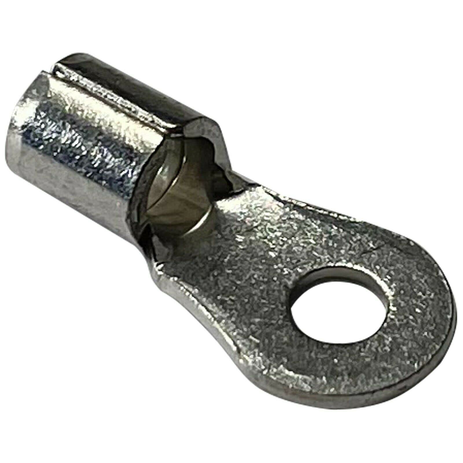 Sherco-Auto 100 Pcs Non-Insulated 12-10 AWG Gauge Ring Connector - #6 Stud Wire Terminal - Pure Copper & V-Grooves Serrations for Strong Crimps &