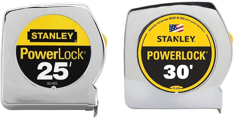 Stanley 33-42530 25 pies y 30 pies. Paquete combinado de cinta métrica Powerlock, cromo