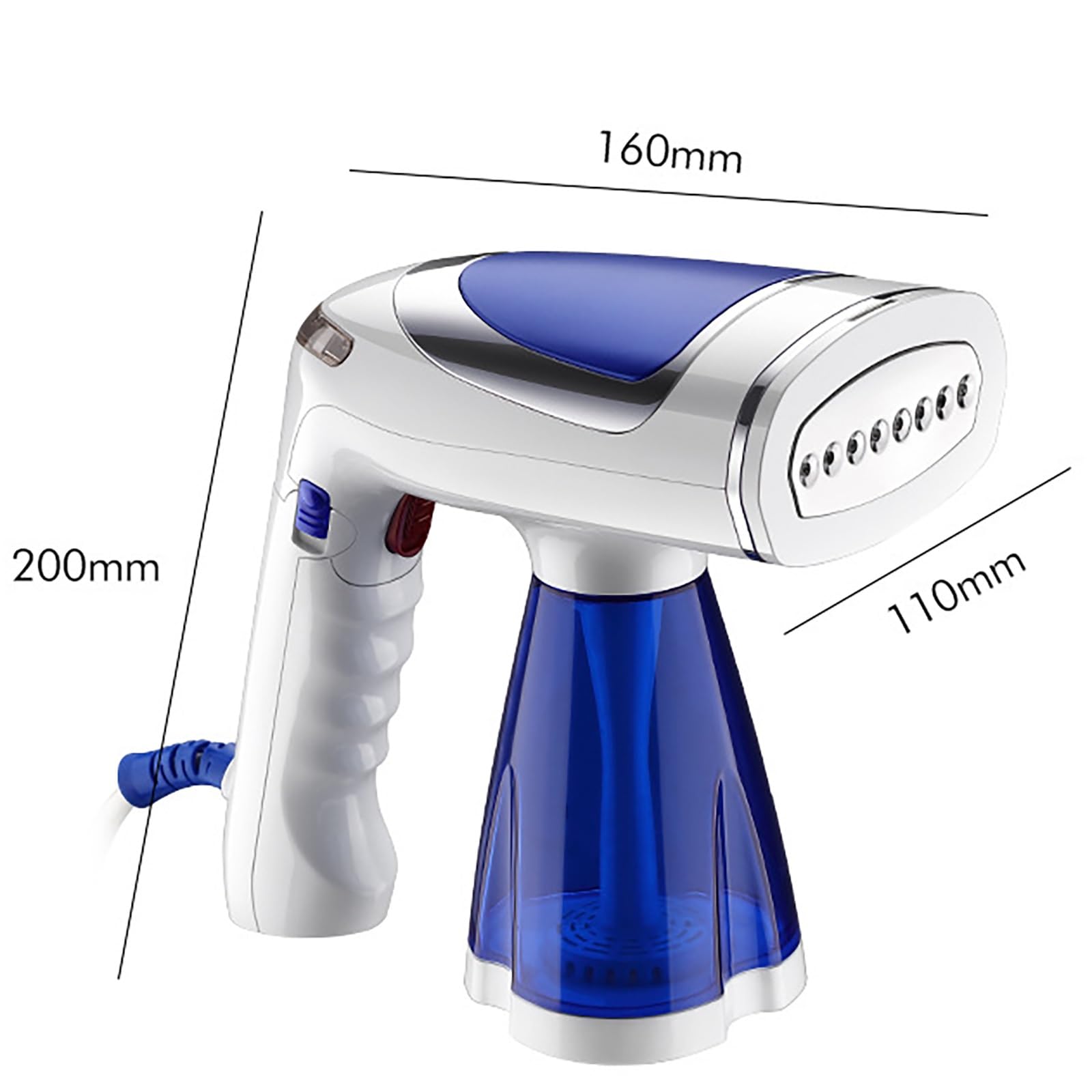 Parownica do ubrań Ręczna parownica do ubrań o mocy 1600 W, zbiornik na wodę o dużej pojemności 250 ml, parownica do odzieży do domu/biura/podróży, 3 tryby pary i parownica do ubrań z podgrzewaniem w