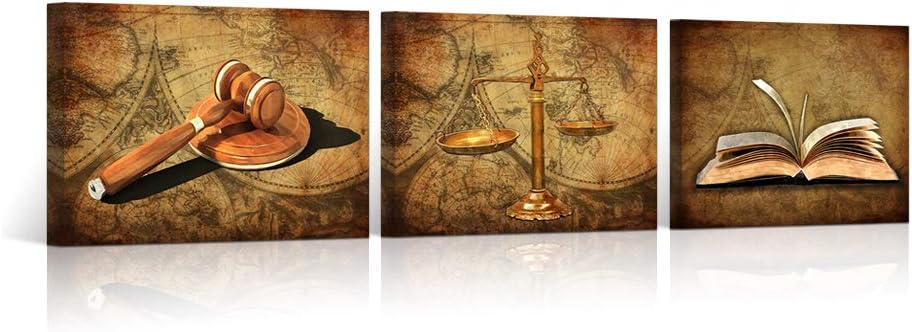 HOMEOART Scales of Justice Legal Pictures Lawyer Office Decor Painting Canvas Prints Gallery Wrapped Ready to Hang 12"x16"x3