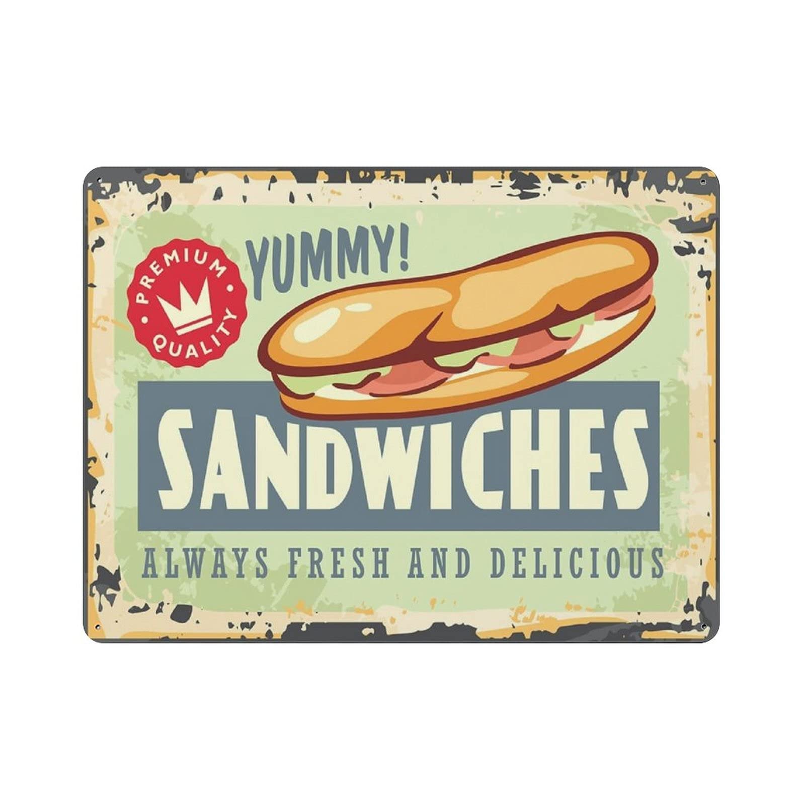 Metal Tin Sign Sandwich Vintage Tin Poster Metal Sign Wall Decoration Country Kitchen Home Garage Decor 12"x16"