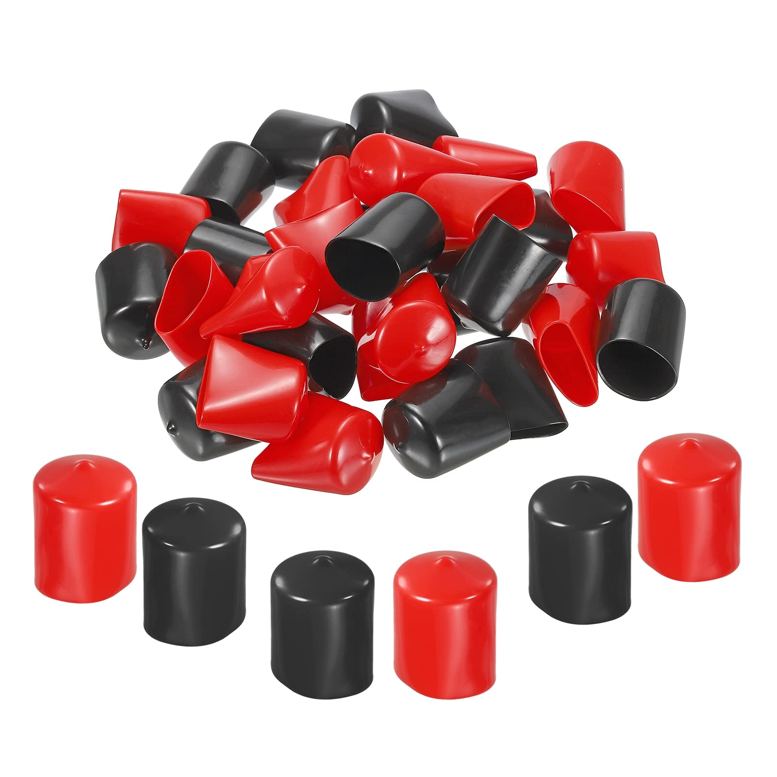 sourcing map 10pcs Rubber End Caps Cover Assortment 34mm PVC Vinyl Screw Thread Protector for Screw Bolt Black Red