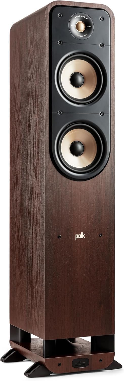 Polk Signature Elite ES55 Tower Speaker - Hi-Res Audio Certified, Dolby Atmos & DTS:X Compatible, 1" Tweeter & (2) 6.5" Woofers, Polk Power Port Technology for Effortless Bass, Contemporary Walnut