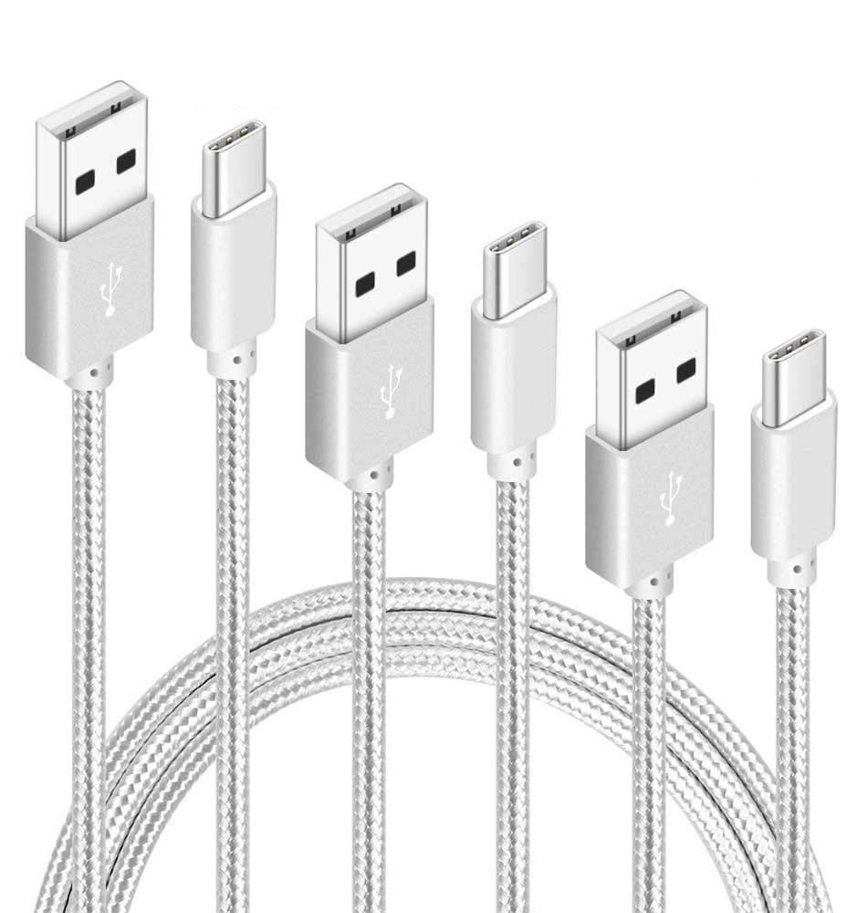 USB Type C Cable to the budget crowd, 3Pack 3FT 6FT 10FT Nylon Braided Charger Cable Compatible Samsung Note 8 Galaxy S8, Apple New Macbook, Nexus 6P 5X, Moto Z Z2, LG V30 G6, OnePlus 5 3T 2 (Silver)