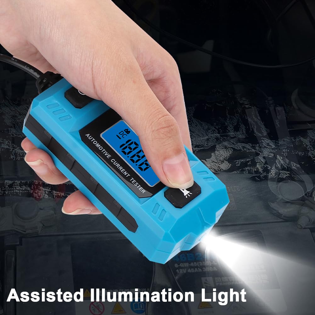 Weytoll CNBJ-611 - Probador de corriente de fusibles automotrices, analizador de fugas de coche, herramienta de prueba de corriente de fusible automotriz, pantalla LCD de retroiluminación azul con luz