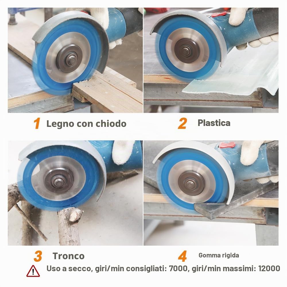 Lama da taglio multiuso, 125 mm, disco da taglio in metallo duro, 22,23/15,875 mm, per tronchi, radici, legno, gomma solida, plastica