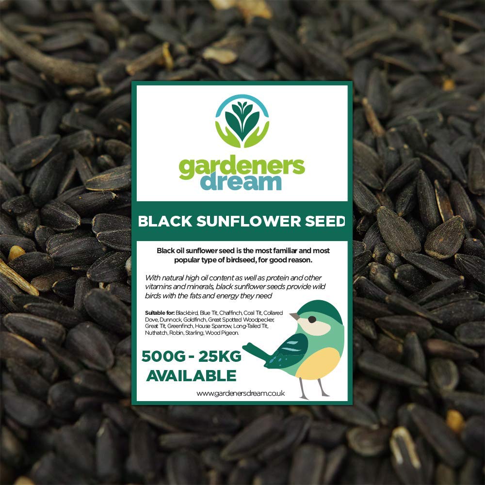 Graines de Tournesol Noir GardenersDream 10kg Nourriture Riche en Huile pour Oiseaux Sauvages