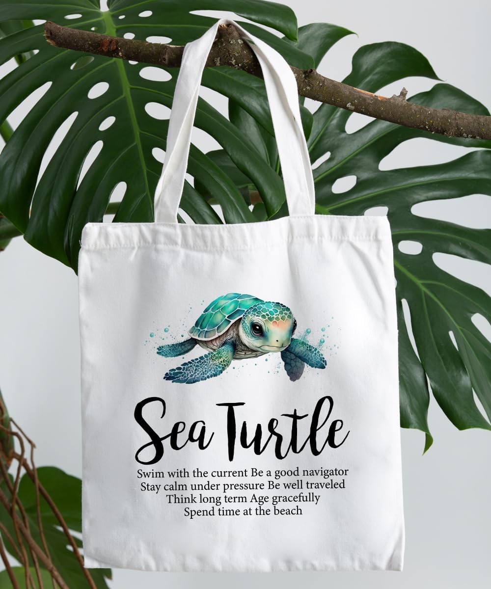 Lake Turtle Canvas Tote Bag for Women Teen Girls Gifts Cute Small Travel Work Tote Bags Reusable Grocery Bags - Image 7