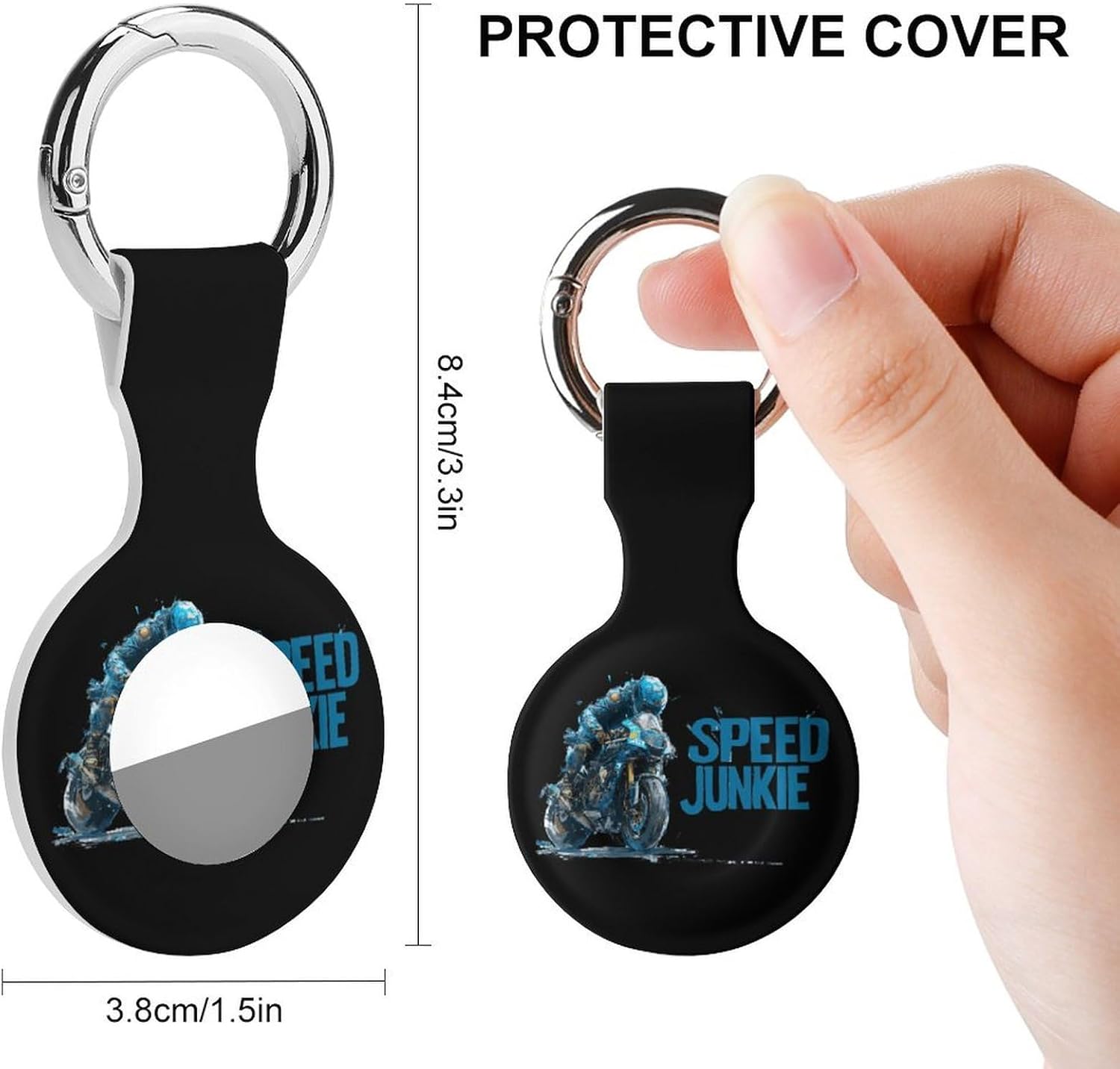 Speed Junkie Bike Superbike Case Compatible with AirTag Holder Cover with Keychain Ring for Bags Luggages