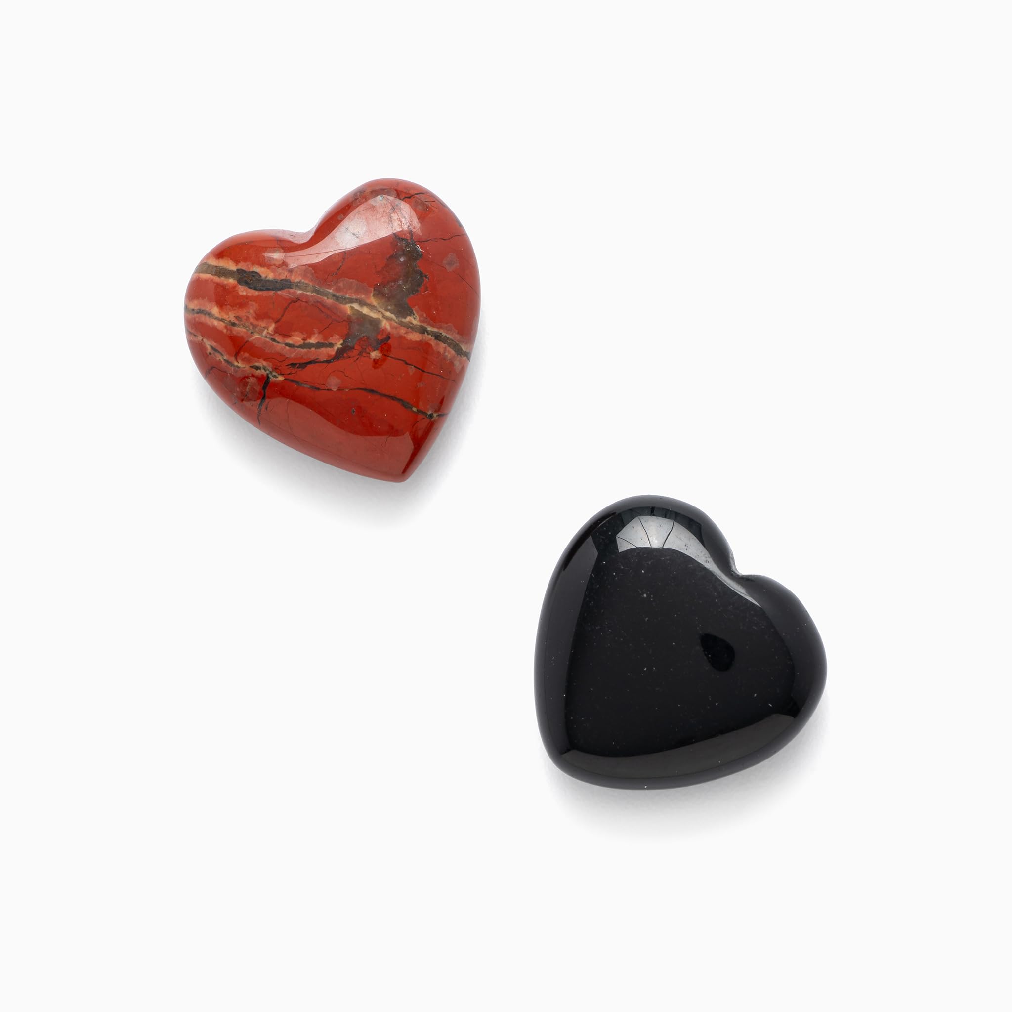 Collar Corazón Piedras Naturales Obsidiana Negra Jaspe Rojo Intercambiable