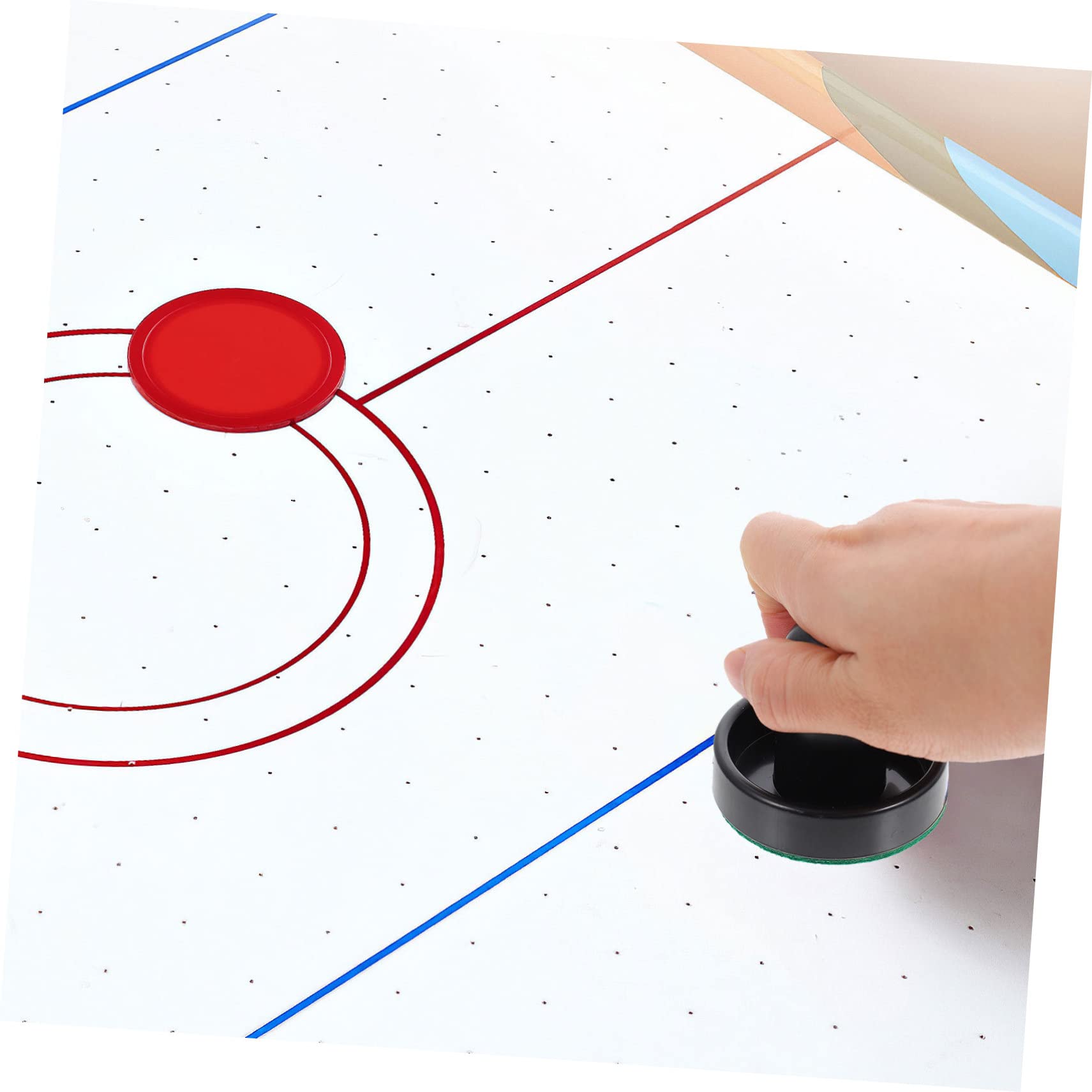 ibasenice 2 Sets Wear Resistant Ice Hockey Pushers with and Cloths Durable Portable Handles for Air Hockey for Game Rooms and