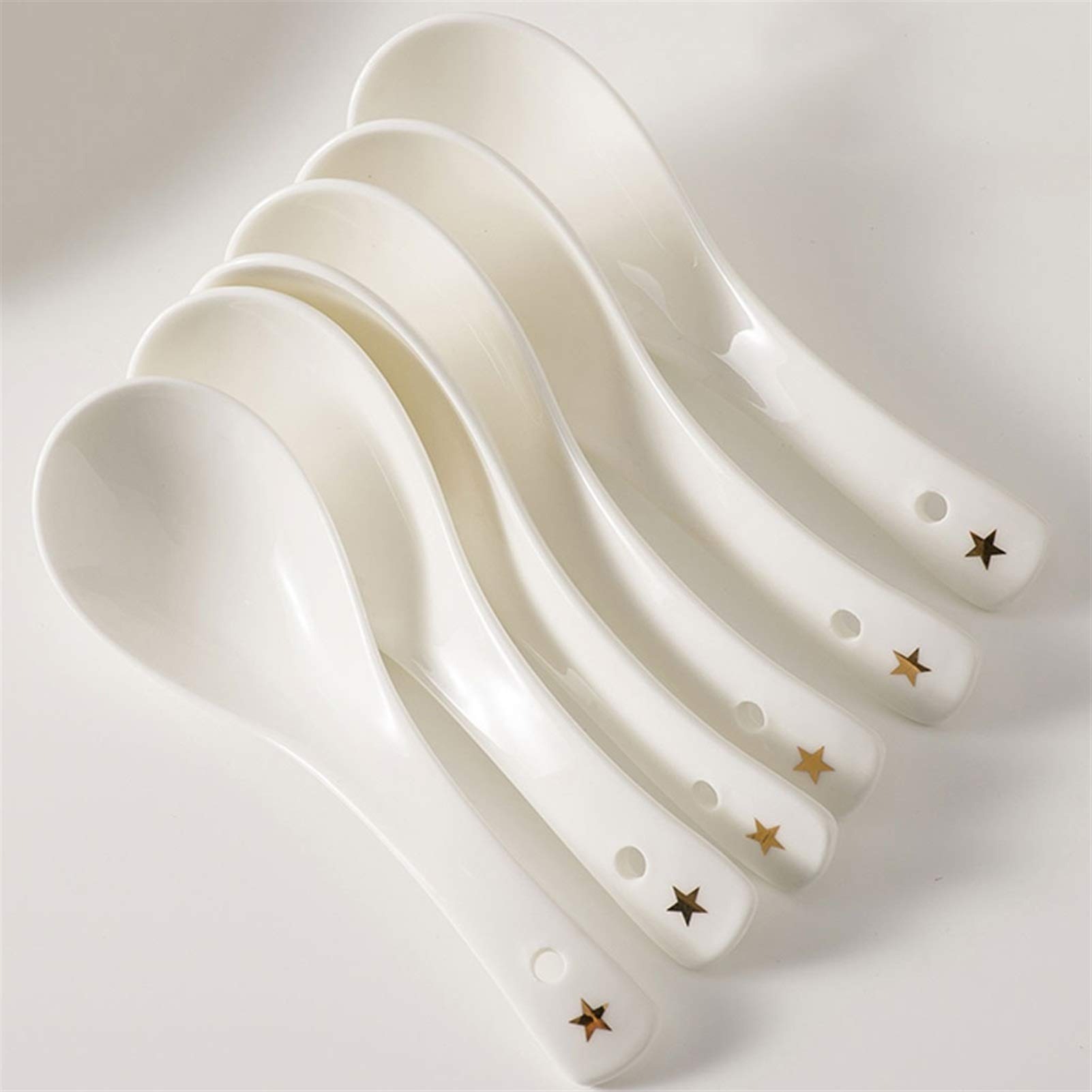 cuchara Can Ceramic Soup Spoon Set Cuchara de arroz Hogar 10 Piezas Cuchara de sopa de porcelana creativa 5,4 pulgadas de largo cuchara sopera