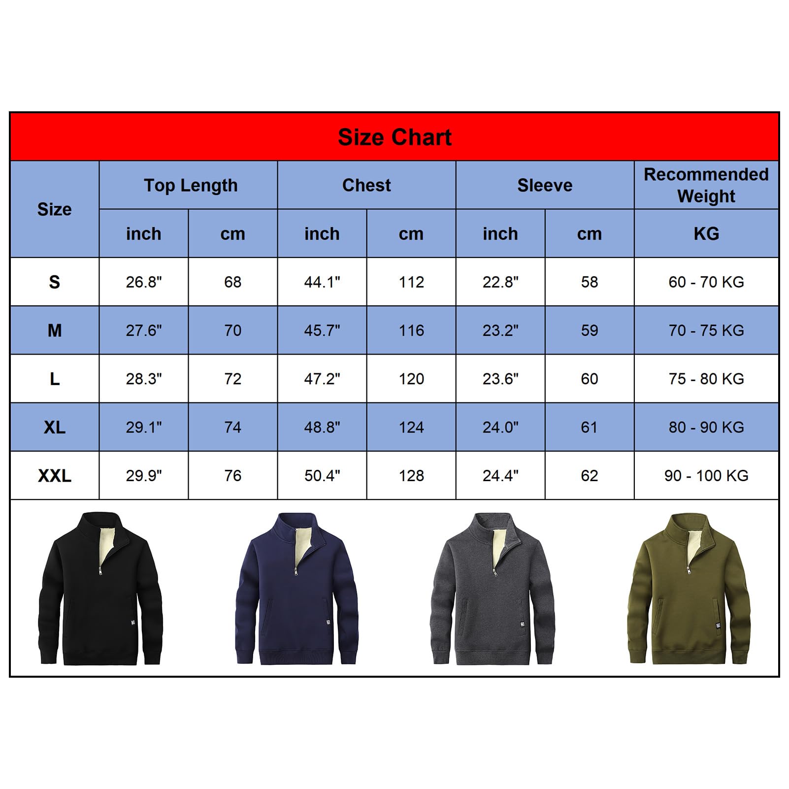 Hombre Invierno Cuello Alto Sudadera de Forro Polar con Media Cremallera Térmica Pullover Suéter con 2 Bolsillos