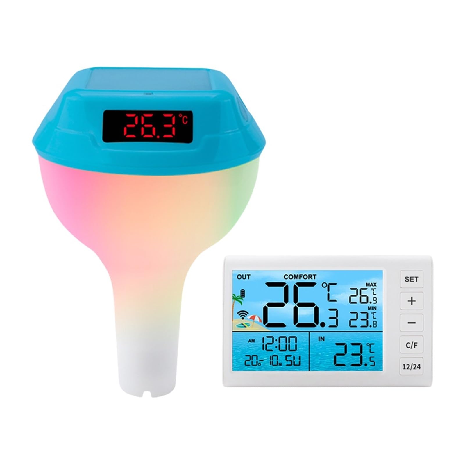 ThermomèTre De Piscine Thermomètre De Piscine Solaire Numérique Sans Fil, Thermomètre Flottant De Température De Piscine, Étanche IP68, Facile À Lire, For Piscines, Étangs Et Jacuzzis Facile à Utilise
