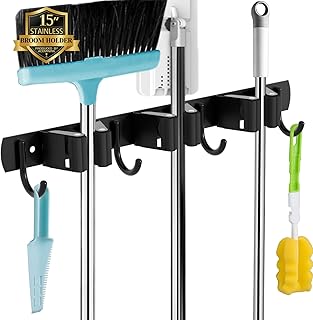 AceMining Besenhalterung Wand, 3 Halter + 4 Haken Besenhalter, Besenhalterung Edelstahl, Schwerlast Wandhalterung Besen, Besenhalterung Wand Selbstklebend