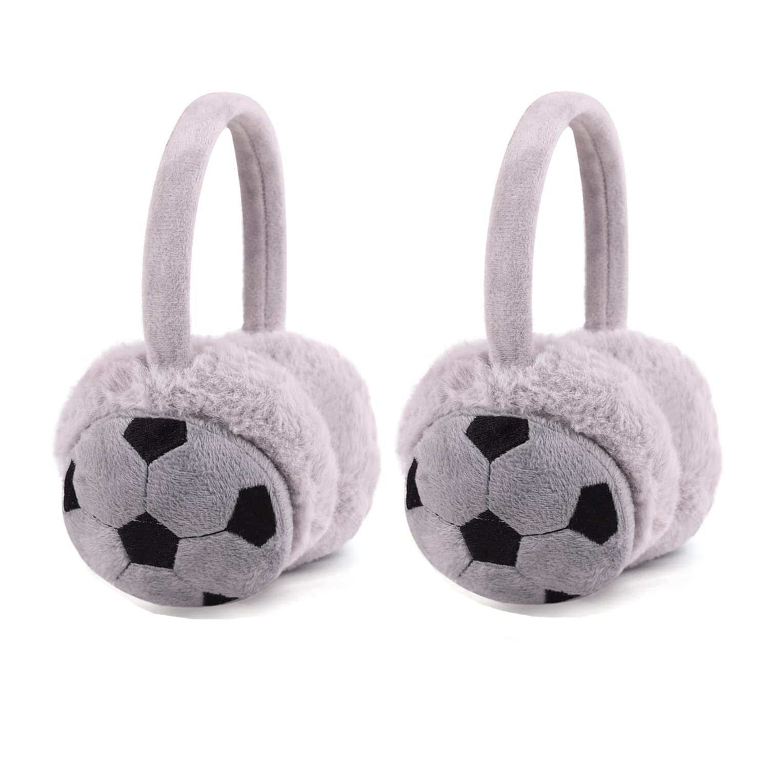 JIAHG Boys Girls Cute Cartoon Football Winter Warm Earmuffs Soft Faux Fur Ear Warmers Kids Outdoor Thermal Plush Ear Muffs