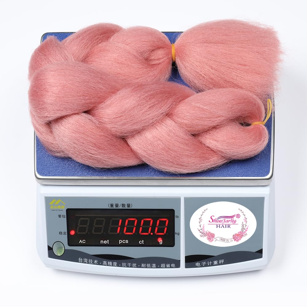 ShowJarlly Capelli per Treccine Africane Jumbo Treccia Capelli 24" Morbido Extension per Treccine Africane 1 Pack Treccine Africane Extension Capelli（Rosa#）