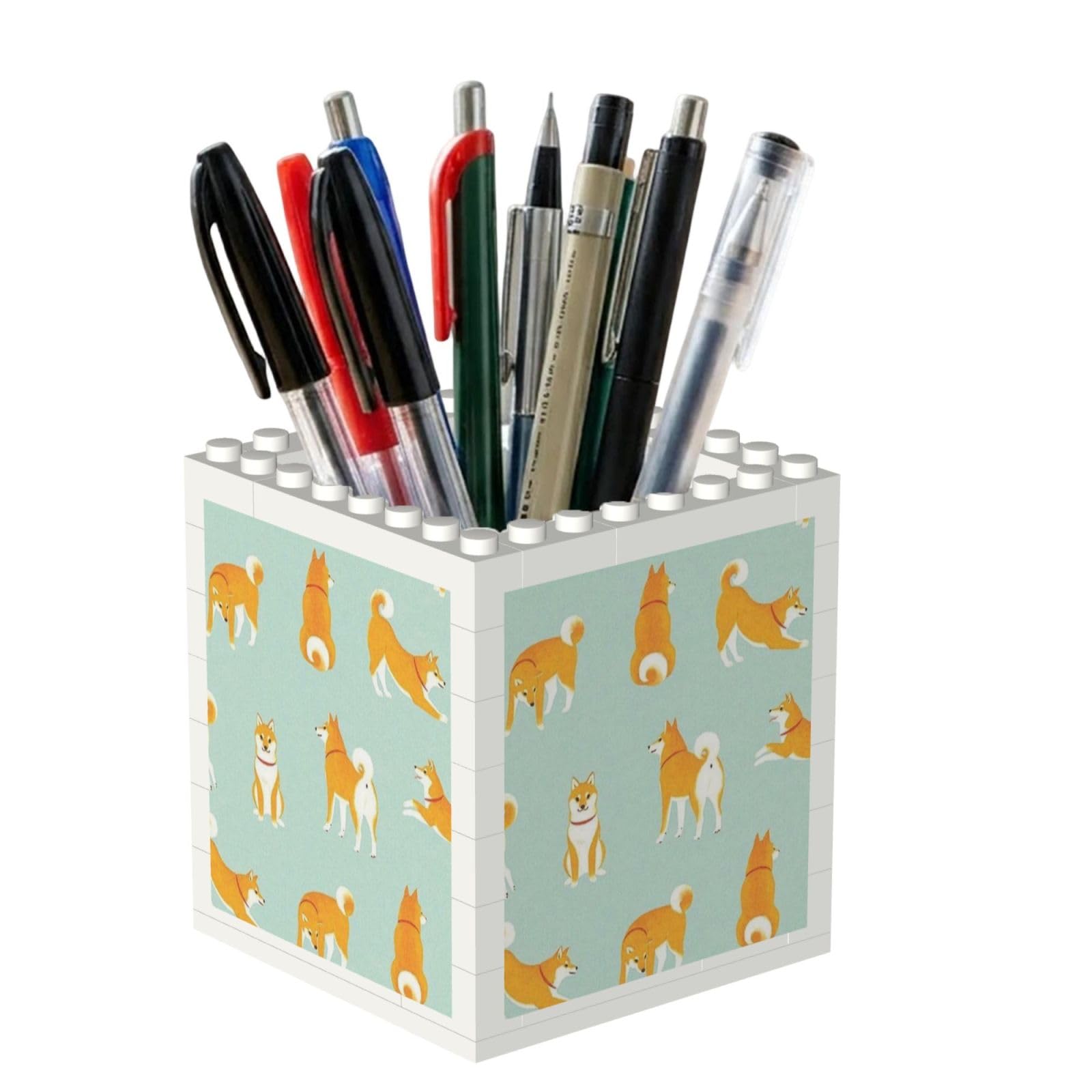 Poadnly Cute Shiba Inu Puppy, Pen Pot Pencil Holder for Office Home School, Compact Desk Organiser for Office Stationery