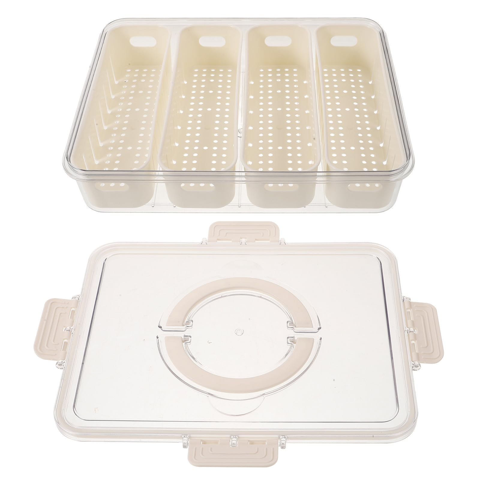 jojofuny Contenedor Compartimentos Divididos de Pet Reutilizable para Alimentos Frescos y Sello Hermético, Adecuado para Organizar Nevera en Viajes y Picnic al Aire Libre