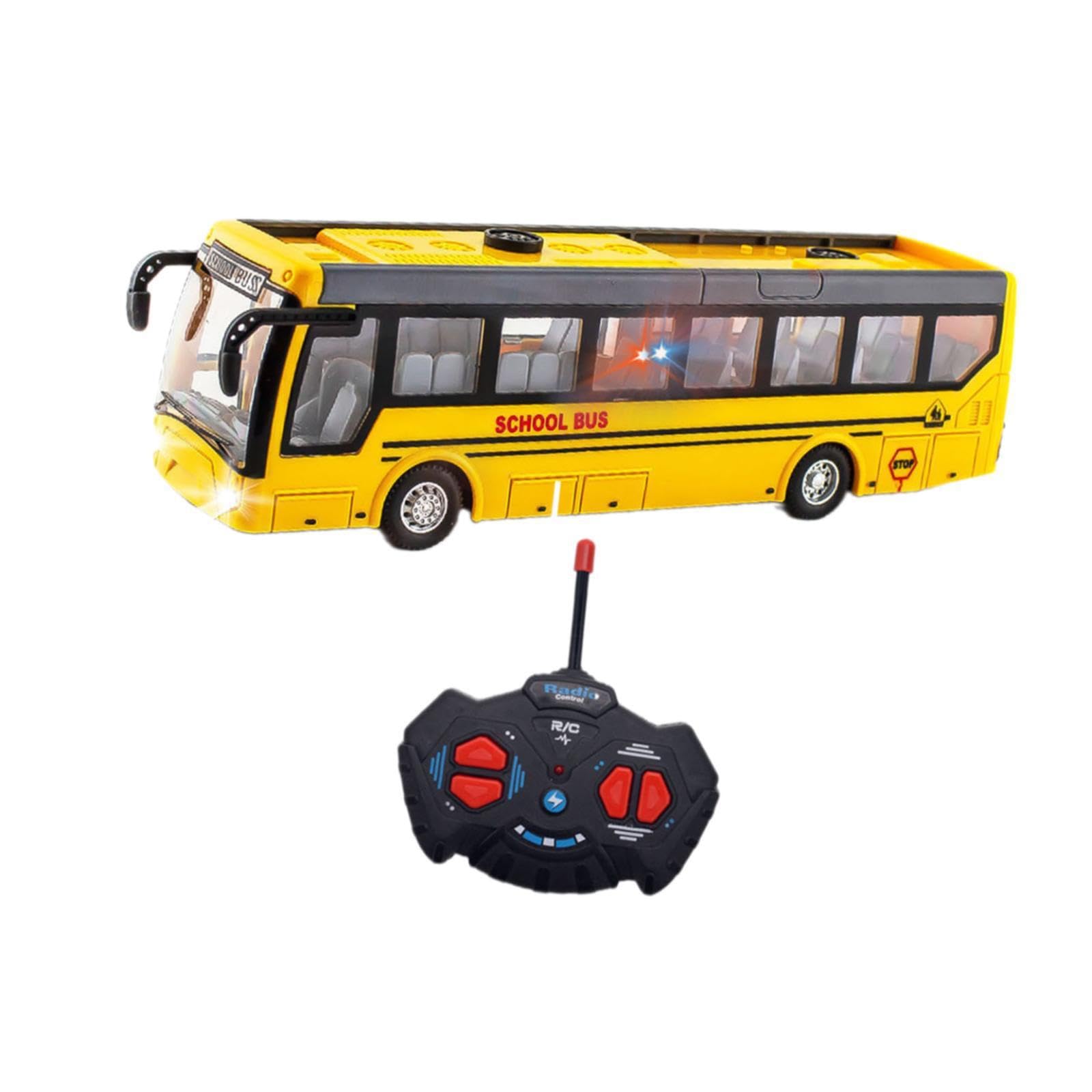 drburpily Interactive Remote Control School Bus Toy For Kids Featuring Realistic Lights And High-Speed Capabilities For Engaging Adventures Children 1/32 Rc Bus, yellow short, 21x6x5.3cm