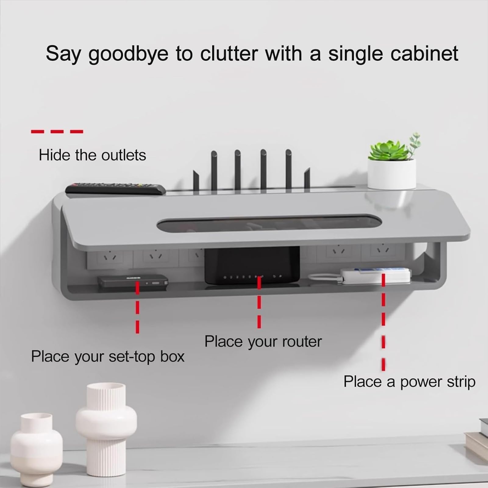 Boîtier Mural pour routeur WiFi, Panier de Rangement pour routeur, Meuble multimédia pour la Maison et Le Bureau, Aufbewahrungsbox Drahtlos(Nero,100cm/39.4in)