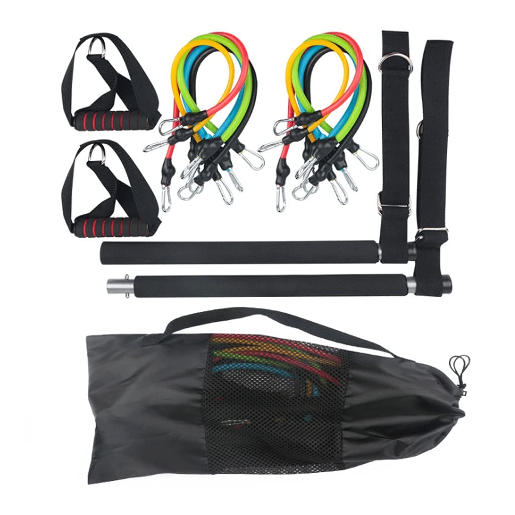 100LB Multifunctional Pilates Bar Set Portable Yoga Exerciser Resistance Band Stretching Training Home Gym Fitness Equipment