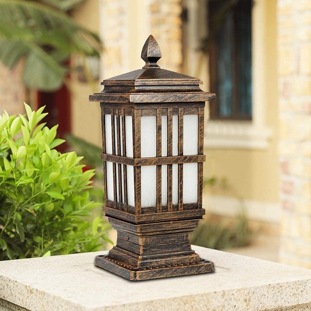 Lámparas de poste de poste al aire libre Post Lantern European Classical Industrial Cuadrado Lámpara de Pilar Chalet Jardín Villa Impermeable Exterior Pared Post Lights E27 Decoración Illumination Par