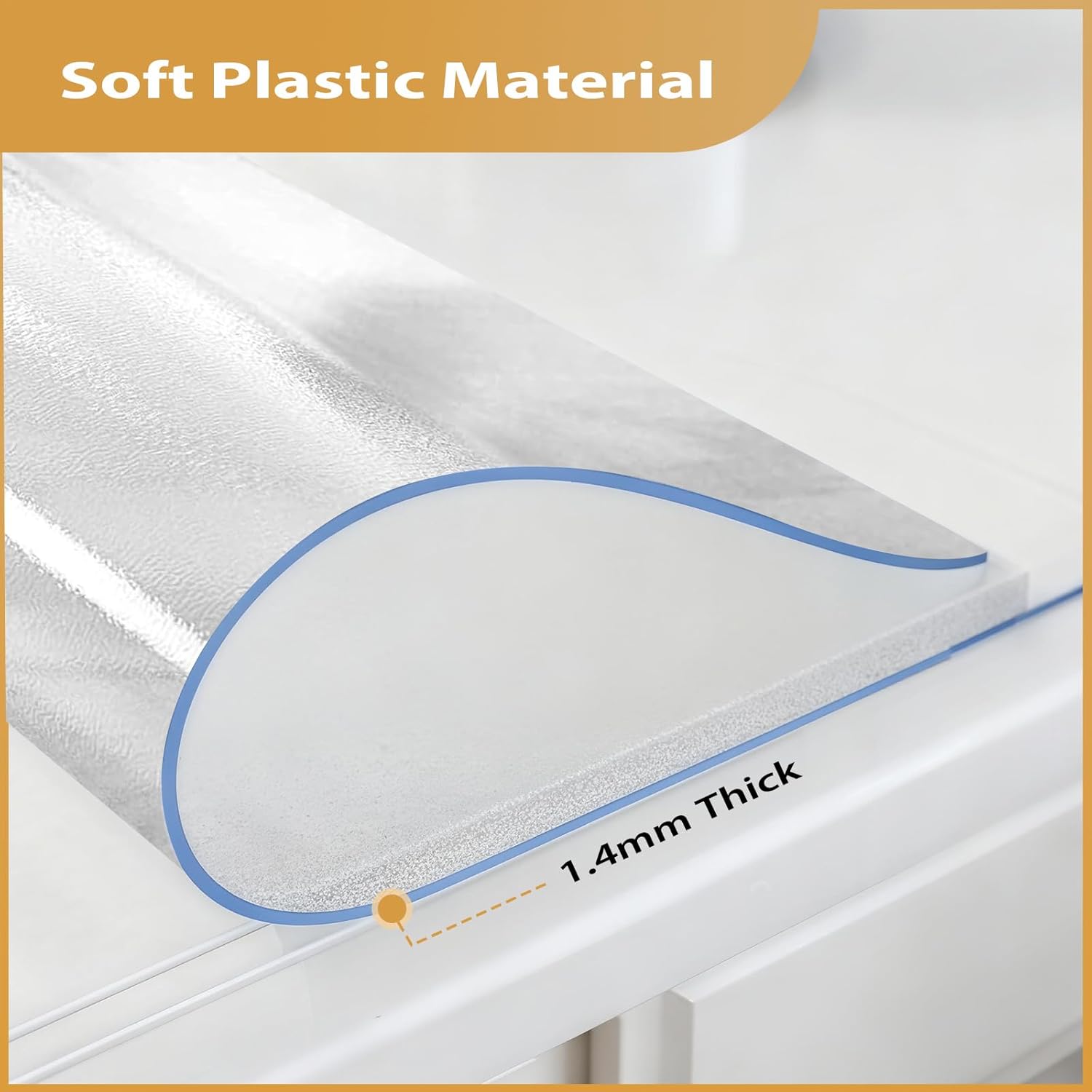 Frosted Table Protector 40 x 80 Inch, 1.4mm Thick Waterproof PVC Plastic Table Cover, Durable Table Pad for Dining Room, Kitchen, Writing Desk, and Coffee Tables