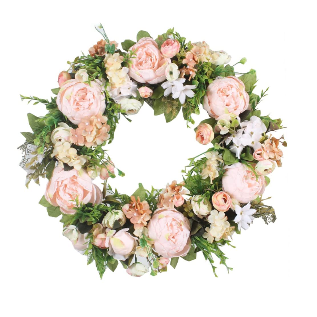 CAKEEYUM Artificial Peony Wreath Door Wreaths Peony Floral Wreath Round for Front Door Wedding Home Decor gardening