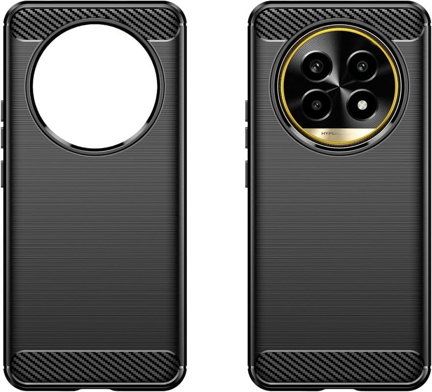 Image of NPRC Hybrid Ultra Slim Protective Case TPU Non-Slip Carbon Fiber Texture Shockproof Case Cover for Realme 13 pro+ - Black