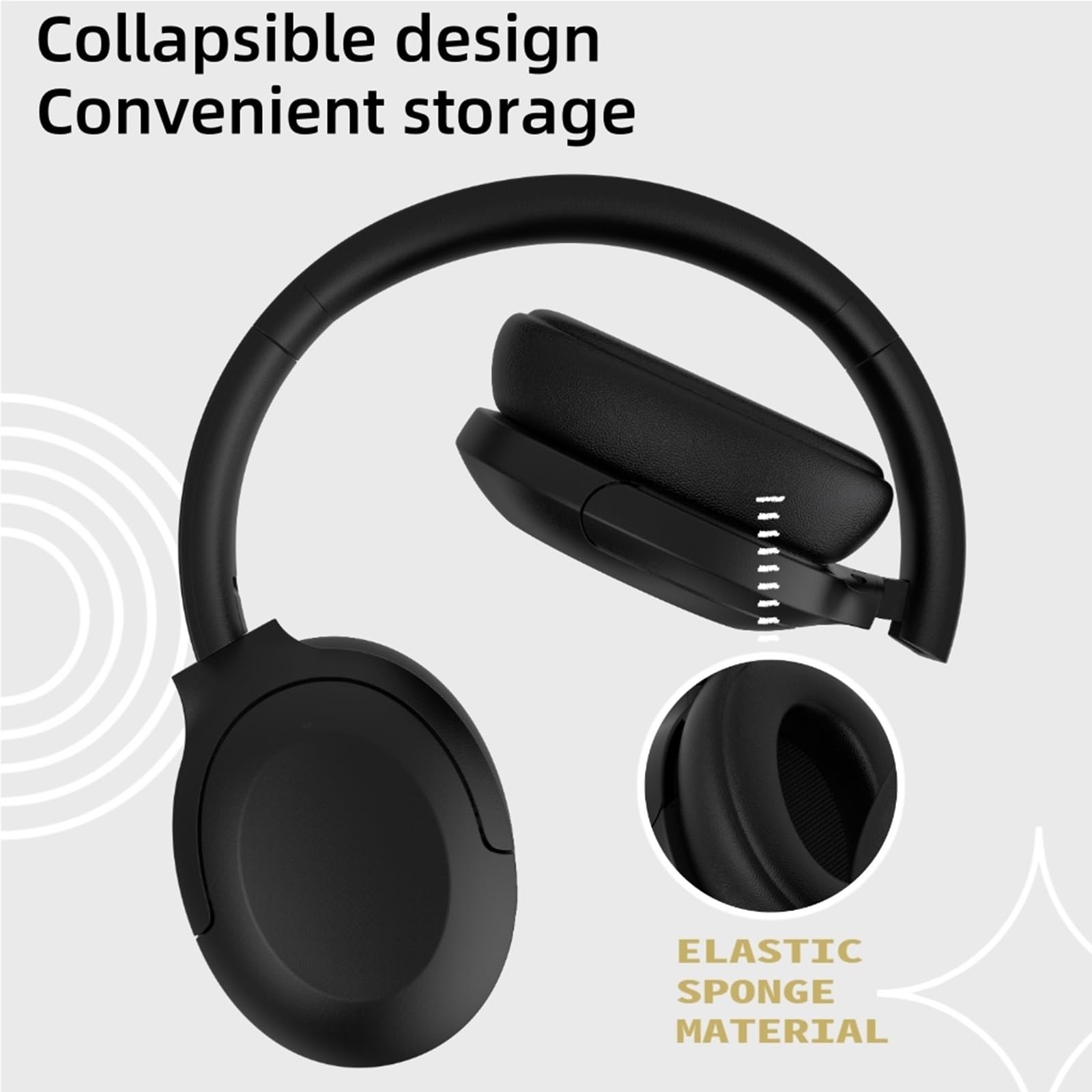 GU-DI Active Noise Cancelling Wireless Bluetooth Over Ear Kopfhörer | Hi-Res Audio, tiefer Bass, mit Mikrofon, faltbar, leicht, Reisen, Zuhause, Büro, Fitnessstudio, Handy, PC