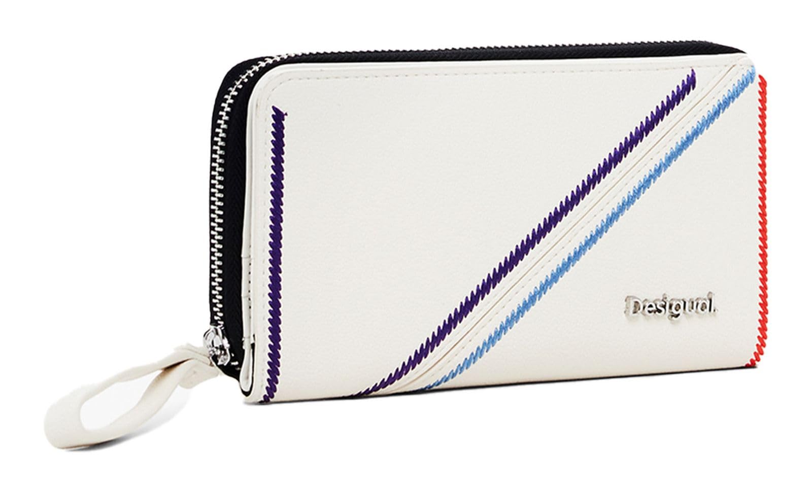 Desigual Cartera Grande troquelada, Blanco, Talla única, Accessories - Cartera Larga de Poliuretano